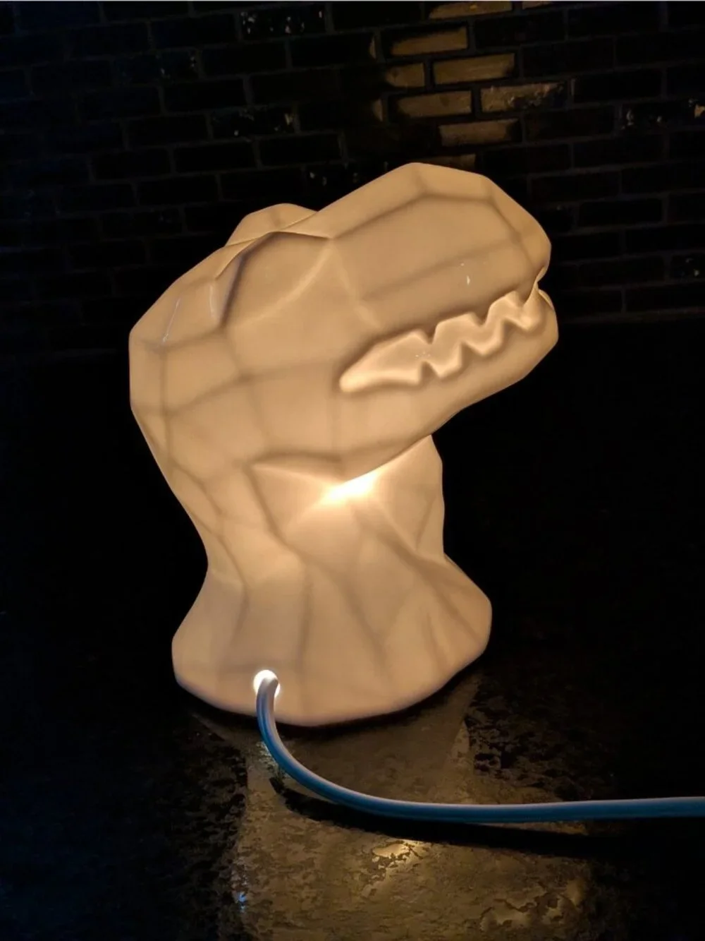 T-Rex Dinosaur Head Night Light Lamp White Ceramic Target 6.5